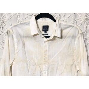 Armani Exchange Mens Floral Button Up Size S‎ Ivory White Lightweight Cotton